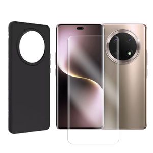 Compatible avec Huawei Honor X9 5G Any-NX1 - Protection d'écran en verre trempé transparent - Protection intégrale + pare-chocs en TPU souple résistant aux chocs (rouge, Honor X9 5G