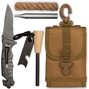 KIT DE SURVIE Kit De Survie Firesteel -Kit Allume Feu – Pierre À Feu De Survie-Sacoche Militaire-Couteau Pliant-Accessoires Pour Camping R[u862]