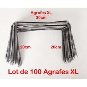 NATTE ANTI-VÉGÉTATION Lot de 100 Large XL Agrafes 30cm par 20/20cm Fixat