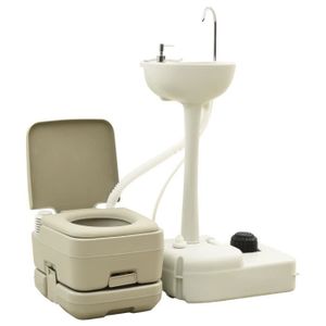 WC - TOILETTES NATU}7563Haute qualité Toilette Portable pour Camping Extérieure - Toilette Amovible WC Cuvette Pack WC 10+10L et support à lave-mai