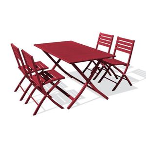 Ensemble table et chaise de jardin Ensemble repas de jardin 4 places en aluminium car