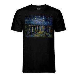 T-SHIRT T-shirt Homme Col Rond Noir Van Gogh Nuit Etoilees