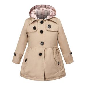 MANTEAU - CABAN Trench-coat filles manteau de filles manteau rembourré pour filles Manteau fleuri-uni fille 3-12 ans Kaki
