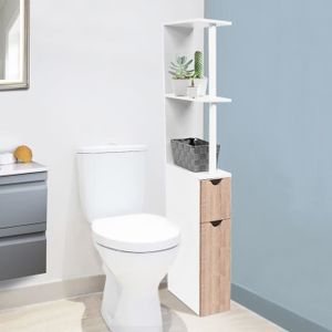 Meuble de salle de bain placard stylé meuble de rangement avec dérouleur de papier  toilette porte-rouleau bois composite 80 x 15 x 15 cm gris foncé [en.casa]  - Conforama