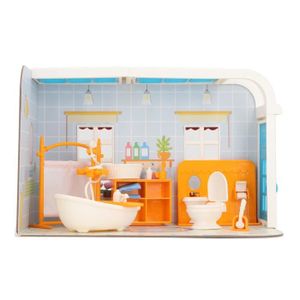 MAISON POUPÉE Pwshymi kit de maison de poupée miniature Kit de maison de poupée, décorations pour la luminaire tablier Ensemble de salle de bain