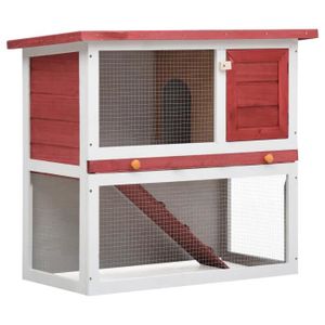 CLAPIER GES Clapier d'extérieur 1 porte Rouge Bois Rouge et blanc Abris / cages pour petits animaux 90 x 45 x 80 cm