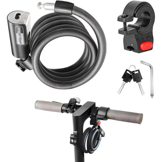 Antivol Menotte Pour Trottinette – Double Anneau 360°, Acier Trempé, Chaîne épaisse, Silicone, Haute Sécurité