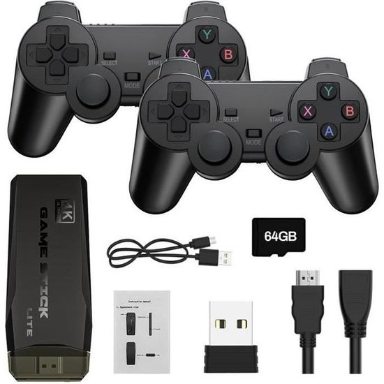 Console Rétro M88 Stick 128G – 20 000+ Jeux, 30+ Émulateurs, Sortie 4K HD, Manettes Sans Fil – Plug & Play TV