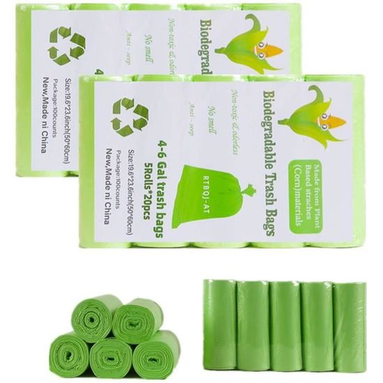 Sac Poubelle Dégradable 20L, Ultra Résistant, AntiFuites, 100