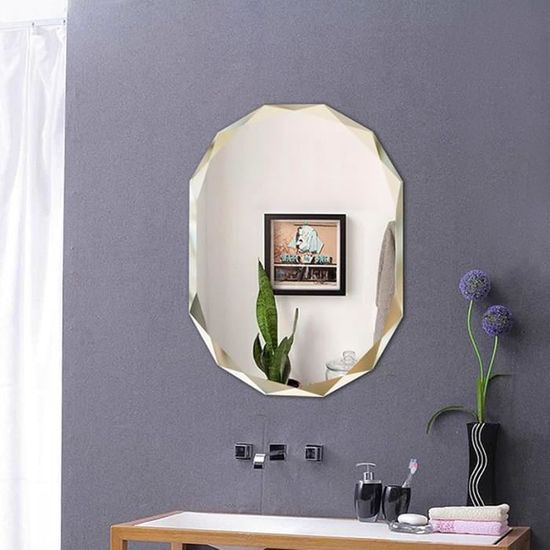 Miroir Mural Pivotant Ovale – 30x50 à 40x90 Cm, Cadre Aluminium Antidéflagrant HD, Noir/Or/Blanc Pour Salle De Bain