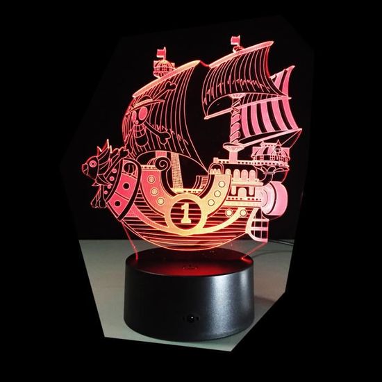 3D Nuit Lumière Lampe Acrylique Coloré ONE PIECE THOUSAND SUNNY Bateau Pirate 