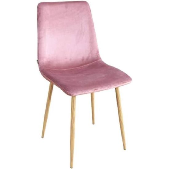 ZONS Lot DE 2 ZAK Chaise en Velours Rose soutenue sur 4 Pieds en métal