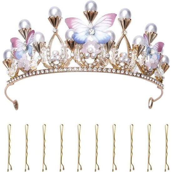 Couronne Princesse Fille, 6pcs Diademe Princesse Enfant Glitter Couronne  Anniversaire Couronne Reine Coiffe Princesse Convient pour Les Fêtes de  Filles 1-7 Ans