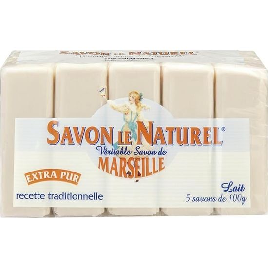 Savon Le Naturel Extra Pur de Marseille Lait 5 x 100g