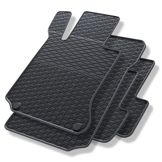 Tapis Caoutchouc Avant Pour Mercedes Classe C W204 (2007-2014) - Berline, Break, Coupé - 2 Pièces Noires Antidérapantes - Fabriqué En Pologne
