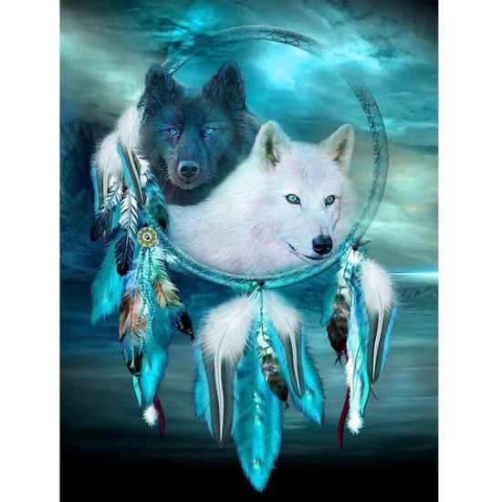 Kit Peinture Diamant 5D Loup Indien – 30x80 Cm – Strass Rond & Toile Adhésive – Déco Maison DIY - 7