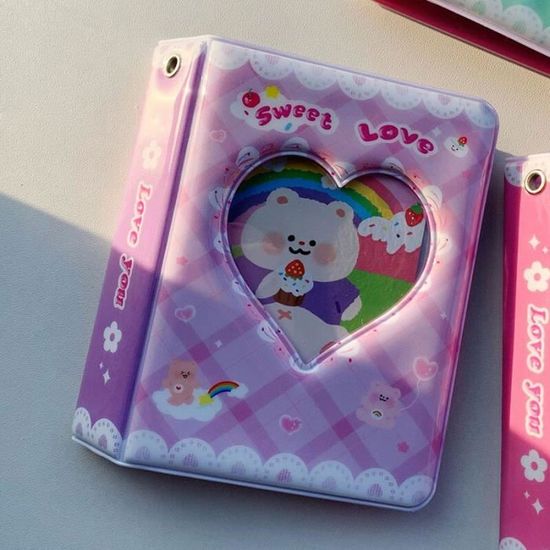 Kpop - Porte-cartes photo de 7,6 cm - Mini album photo Kpop - Cœur d'amour - Porte-cartes photo pour meilleure amie, meilleures amies ou partenaires - Marron