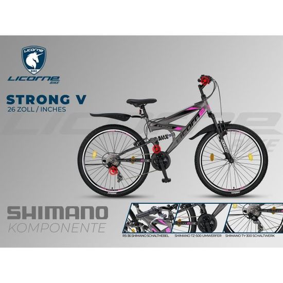 Licorne Bike Vélo VTT 26" Premium Vélo [26, Anthracite/Rose]