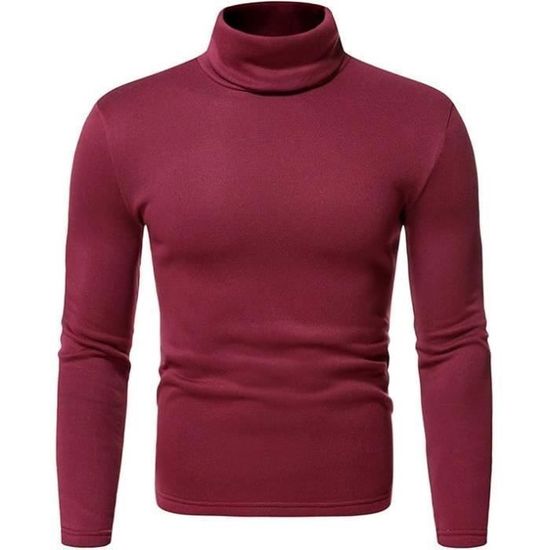 Maillot De Corps Thermique Coupe AjustéE Col Roulé Top Pull Roulé/Sweat Automne-Hiver Manches Longues Homme Sous-VêTement DéTente Mens Sous- VêTements Musculation Sport Jogging