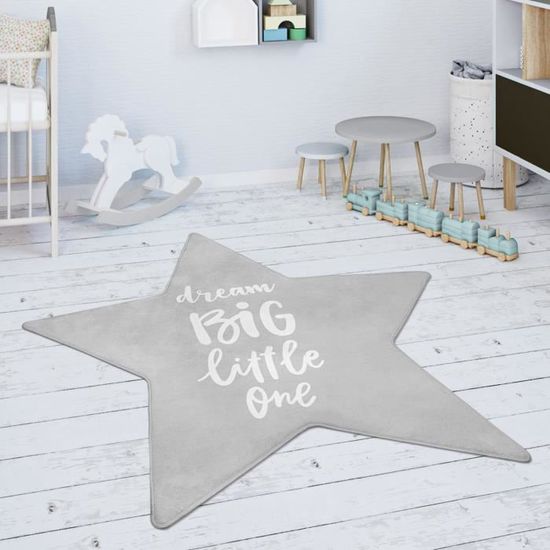 Tapis Chambre Enfant Losanges étoiles Gris Bleu Blanc - Diamètre 150 Cm, Tissé Plat Polyester, Doux Et Facile à Nettoyer