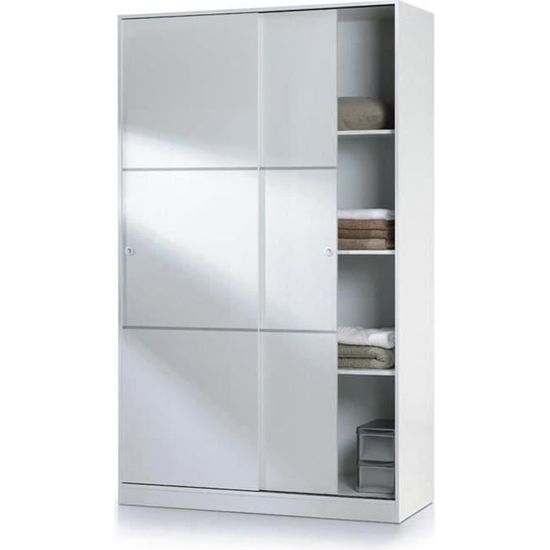 Armoire avec 2 portes coulissantes coloris blanc Dim L 120 x H200 x