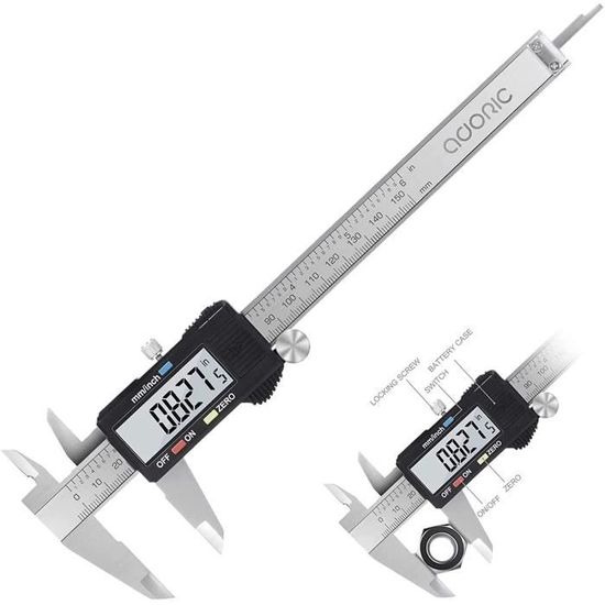 Pied à Coulisse Numérique électronique 0-200 Mm – Précision 0,01 Mm, Conversion Pouce/métrique, Acier Inox