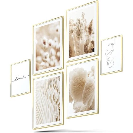 Ensemble 3 Affiches Boho Images Plantes Esthétiques - Décoration Murale Art Abstrait Moderne 40x60 Cm Sans Cadre