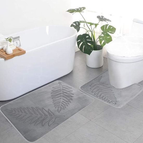 Mixibaby Lot De 2 Tapis De Bain Doux, Antidérapants, Séchage Rapide, Lavables En Machine, Pour Salle De Bain, Douche Et WC 50 X 80 Cm + 50 X 40 Cm, Dimensions