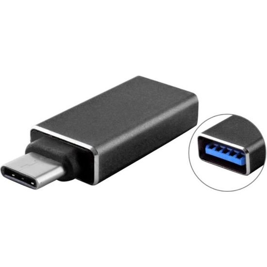 Câble Adaptateur Convertisseur USB 3.0 vers USB-C / Type-C 3.1, pour MacBook 12 pouces, Chromebook Pixel 2015 Noir