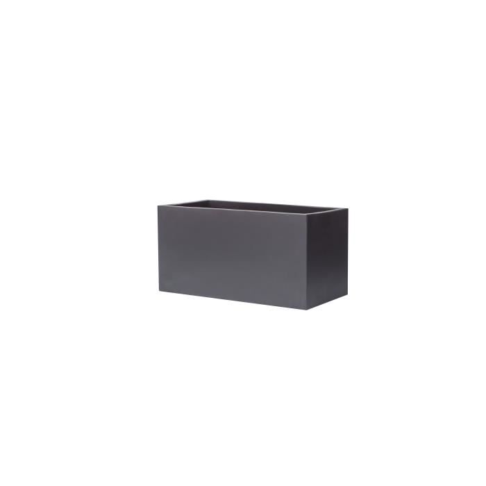 Bac à fleurs en fibre de verre style ciment - 76,5 x 35 x 32 cm - 80 L - Gris anthracite