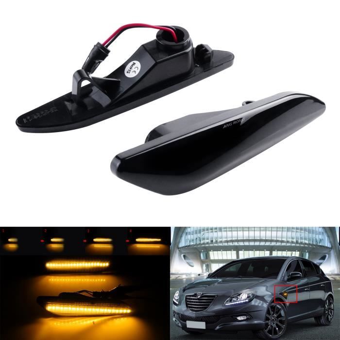 2x Dynamique LED Clignotant Côté Répétiteur lentille noire fumee Pour Chrysler Lancia Delta III Ypsilon Fiat Tipo