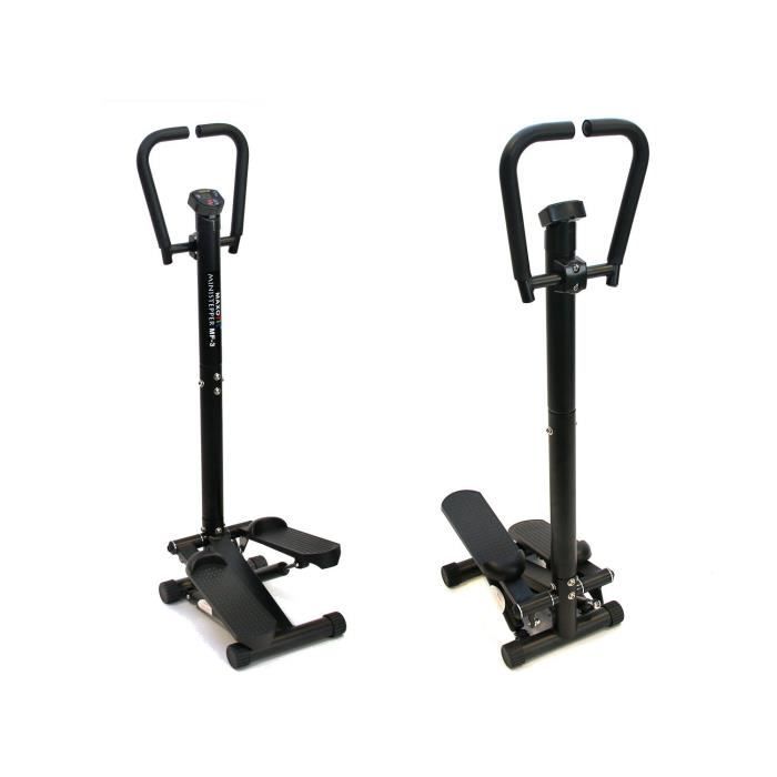MAXOfit®MF-3 Mini-stepper noir avec guidon et compteur électronique certifié TÜV/ GS