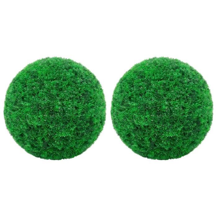 Meuble6307Lot de 2 Boules de buis artificielles Plante Artificielle intérieur-Extérieur Style Moderne Pour Décor Maison Meuble 27 cm