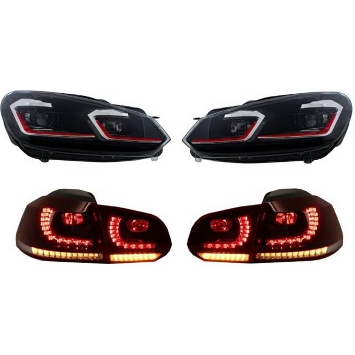 Phares LED pour VW Golf 6 VI 08-13 Feux Arrières Facelift G7.5 GTI Look dynamique LHD
