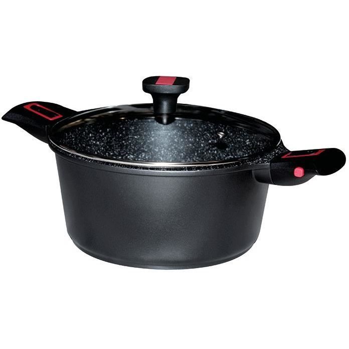 Faitout + couvercle + anses Granit Pro - D: 28 cm - noir