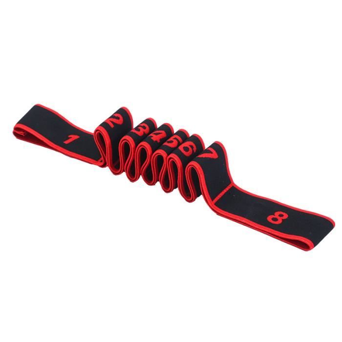 Bande Elastique Musculation Fitness 8 Niveaux de Forces Bande de Boucle d'exercice, Sangle de resistance danse Yoga Sport - rouge