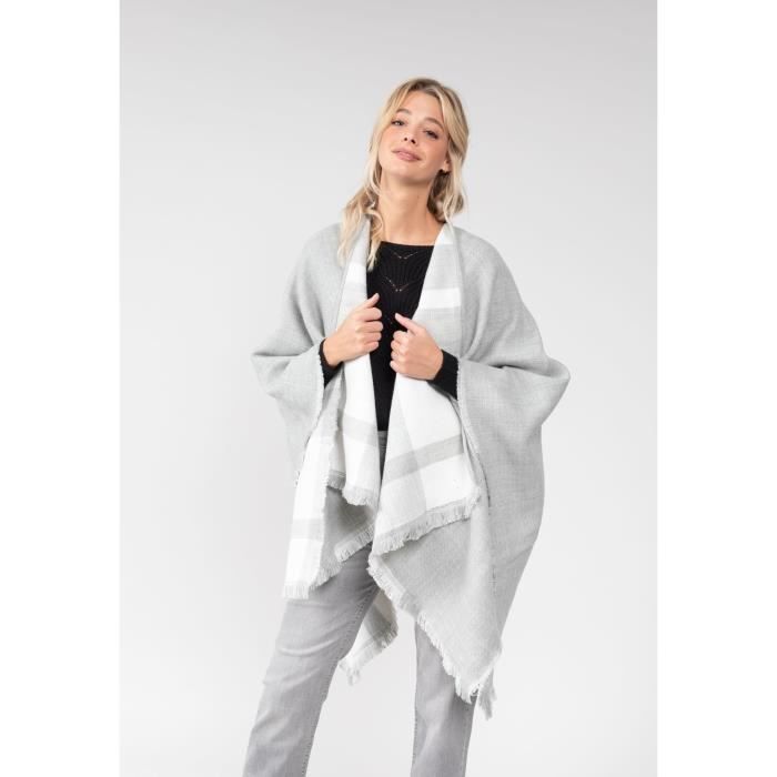 Poncho femme Deeluxe viviane - gris clair - TU
