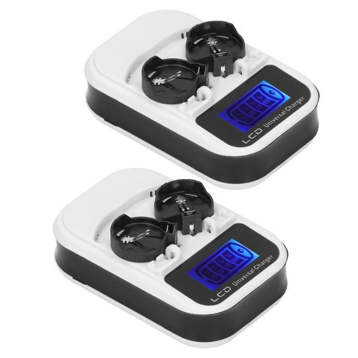 2pcs Chargeur de Batterie à Bouton LCD pour LIR2016 LIR2025 LIR2032 ML2016 ML2025 ML2032 US Plug 100‑240V deco piece