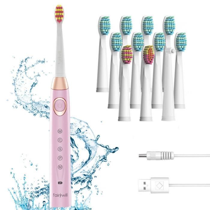 Brosse à Dents Électrique Fairywill pour Enfants, Juniors et Adultes 5 Modes de Brossage 4 Heures d'assistance de Charge 30 Jours