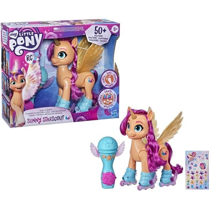 MY LITTLE PONY - A New Generation - Sunny Starscout en rollers - jouet 22 - 5 cm télécommande - 50 réactions - lumières et musique