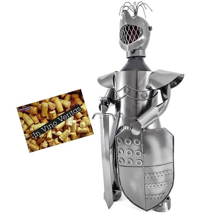 BRUBAKER Porte-bouteille de Vin décoratif - Sculpture en Métal - Idée cadeau - Chevalier - 7068