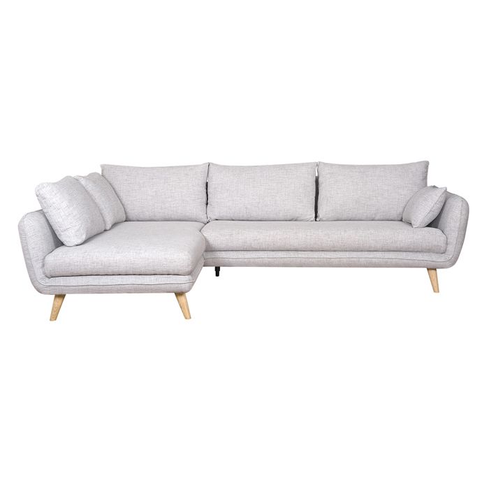 Miliboo - Canapé d'angle gauche scandinave 5 places gris clair chiné CREEP