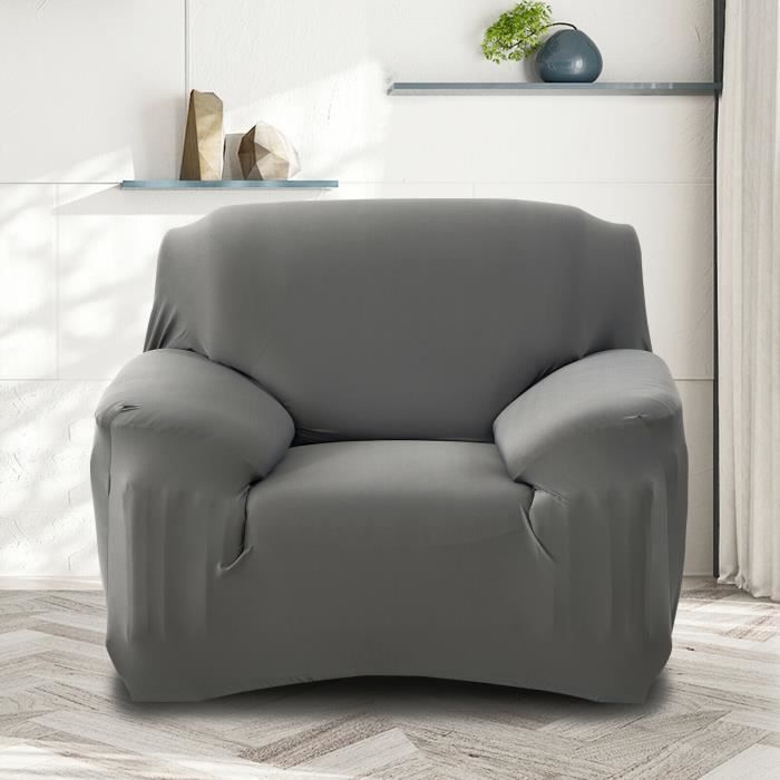 Housse de Canapé 1 Places avec Accoudoir Extensible, Revêtement de Canapé Pour salon chambre,gris- MONDEER