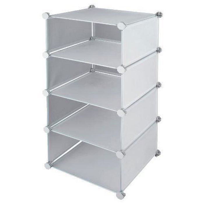 Mondex Rangement Dressing Modulable avec 4 Casiers Plastique Blanc 39,5 x 37 x 81 cm - INX406-00