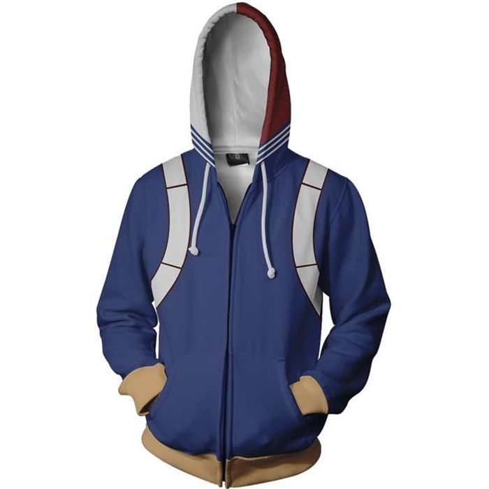 Boku no My Hero Academia Todoroki Shoto Cosplay Sweat-shirt à capuche Ouverture Zippé Sweatshirt Cosplay