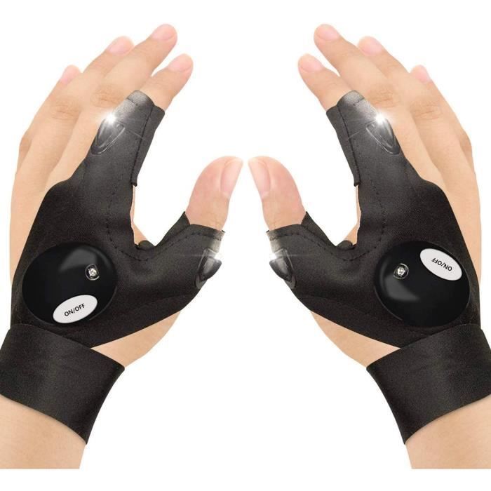 Gants de pêche en plein air électriques pour éclairage de nuit LED lampe de poche avec index de pouce gants de vélo pour camping