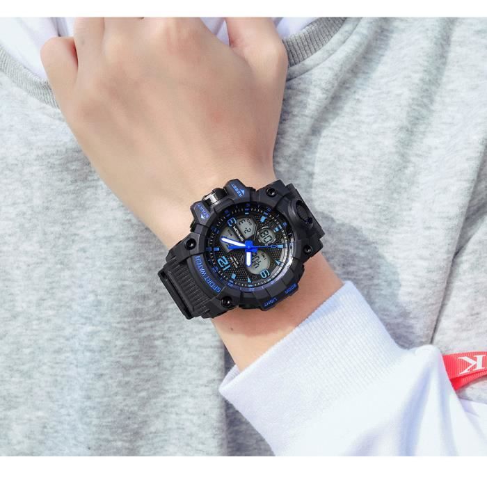 Montre pour Enfants garçons pour 6-15 Ans numérique avec Alarme Lumineuse LED et Date du Calendrier