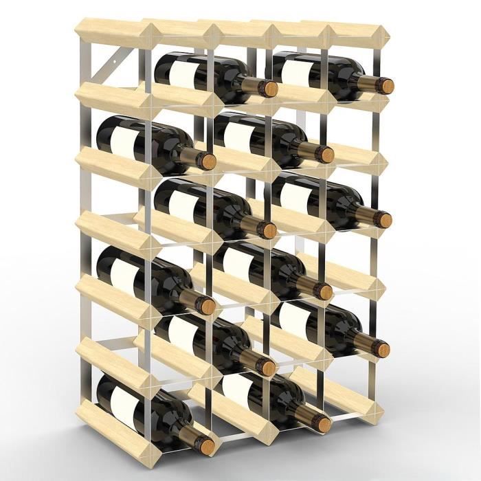 Range-bouteilles, Etagère à Vin , 30 bottles, 61,2 x 42 x 22,8 cm, Bois naturel, Dimensions: 61,2 x 42 x 22,8 cm