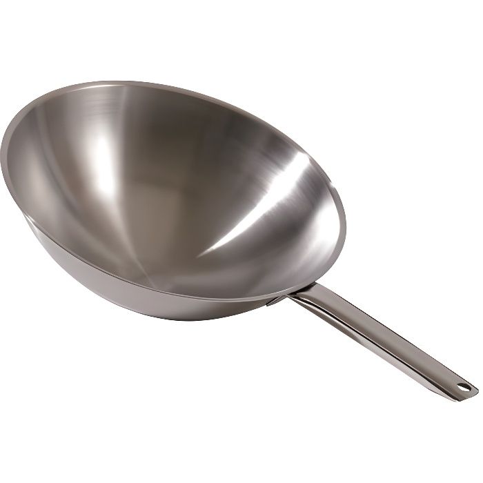 Wok professionnel avec fond hémisphérique, sans...