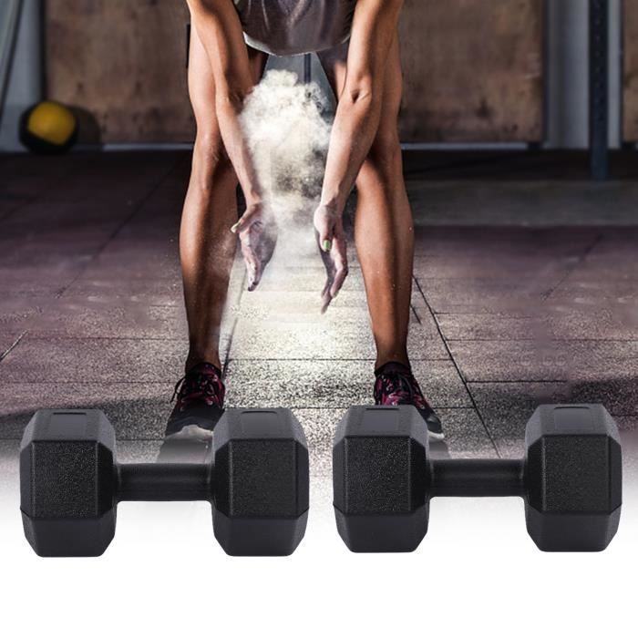 Lot de 2 Haltères Hexagonale chaque 5 kg Paire d'haltères Musculation Fitness HB015